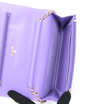 Chanel Classic Wallet On Chain Caviar Purple L