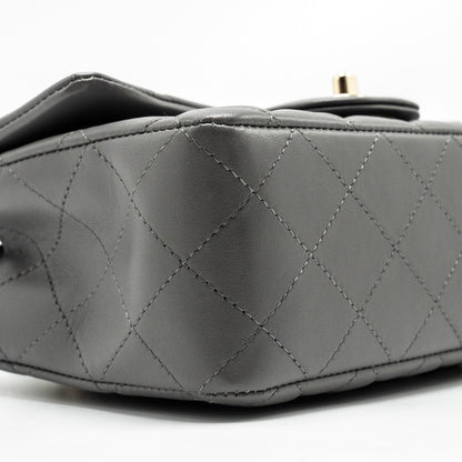 Chanel Mini Rectangular Flap Bag Lambskin Grey L (microchip)