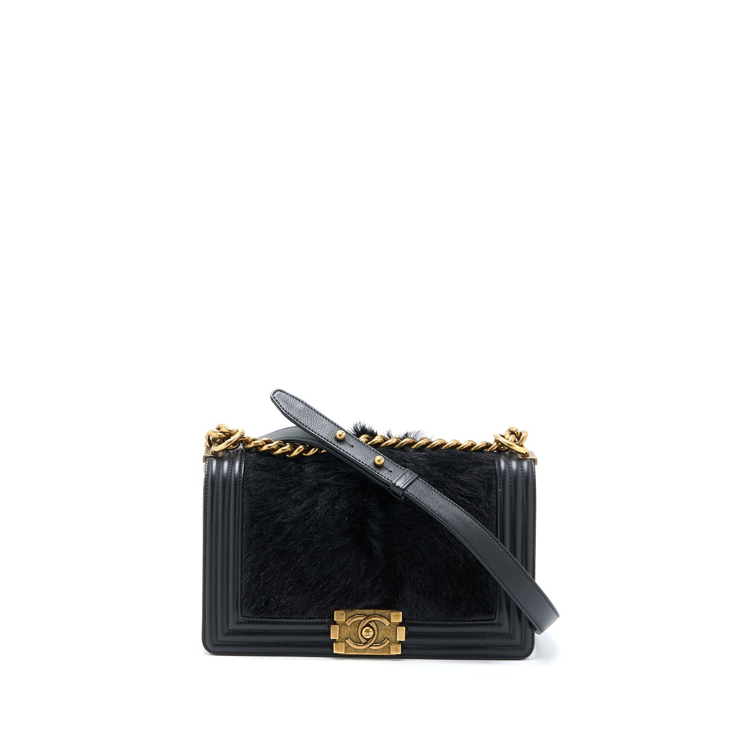Chanel Medium Boy Bag Goathair/Calfskin Black
