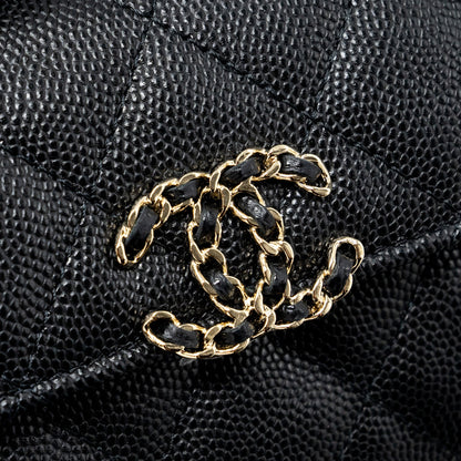 Chanel Mini Top Handle Flap Bag Caviar Black L (microchip)