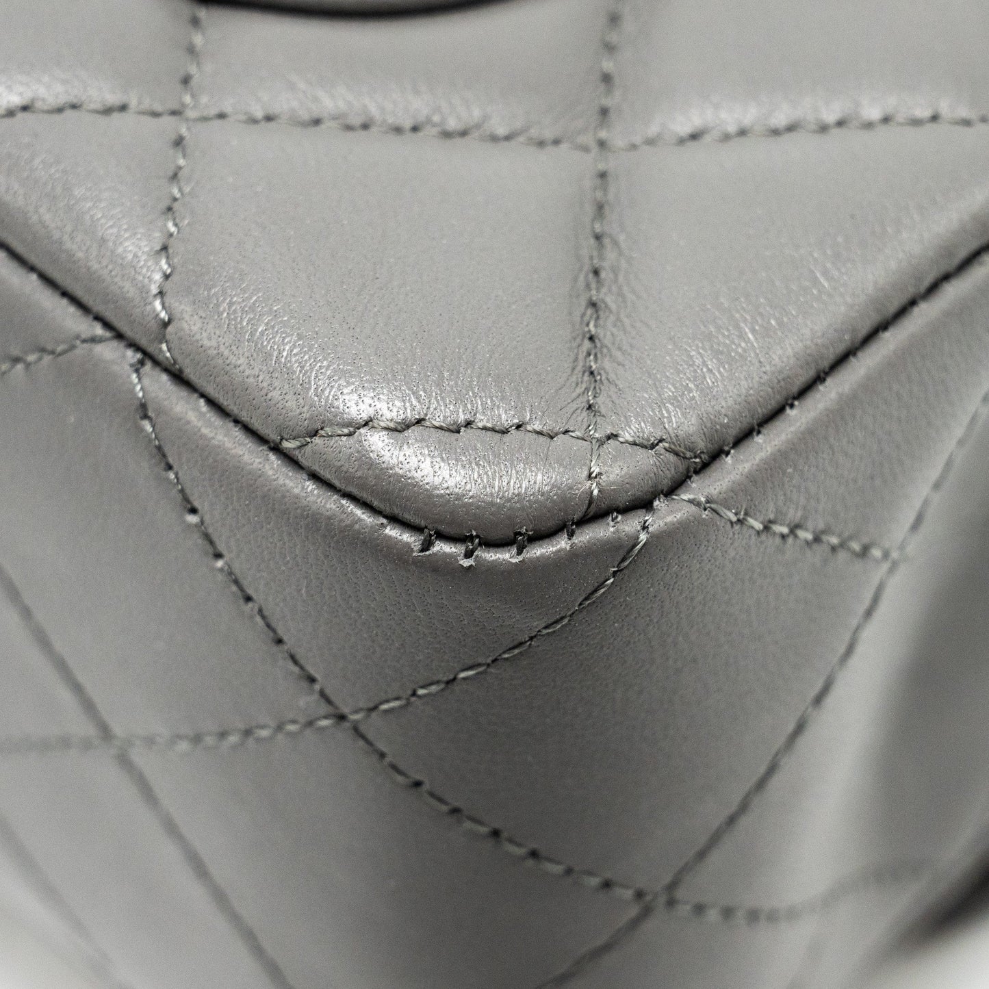Chanel Mini Rectangular Flap Bag Lambskin Grey L (microchip)