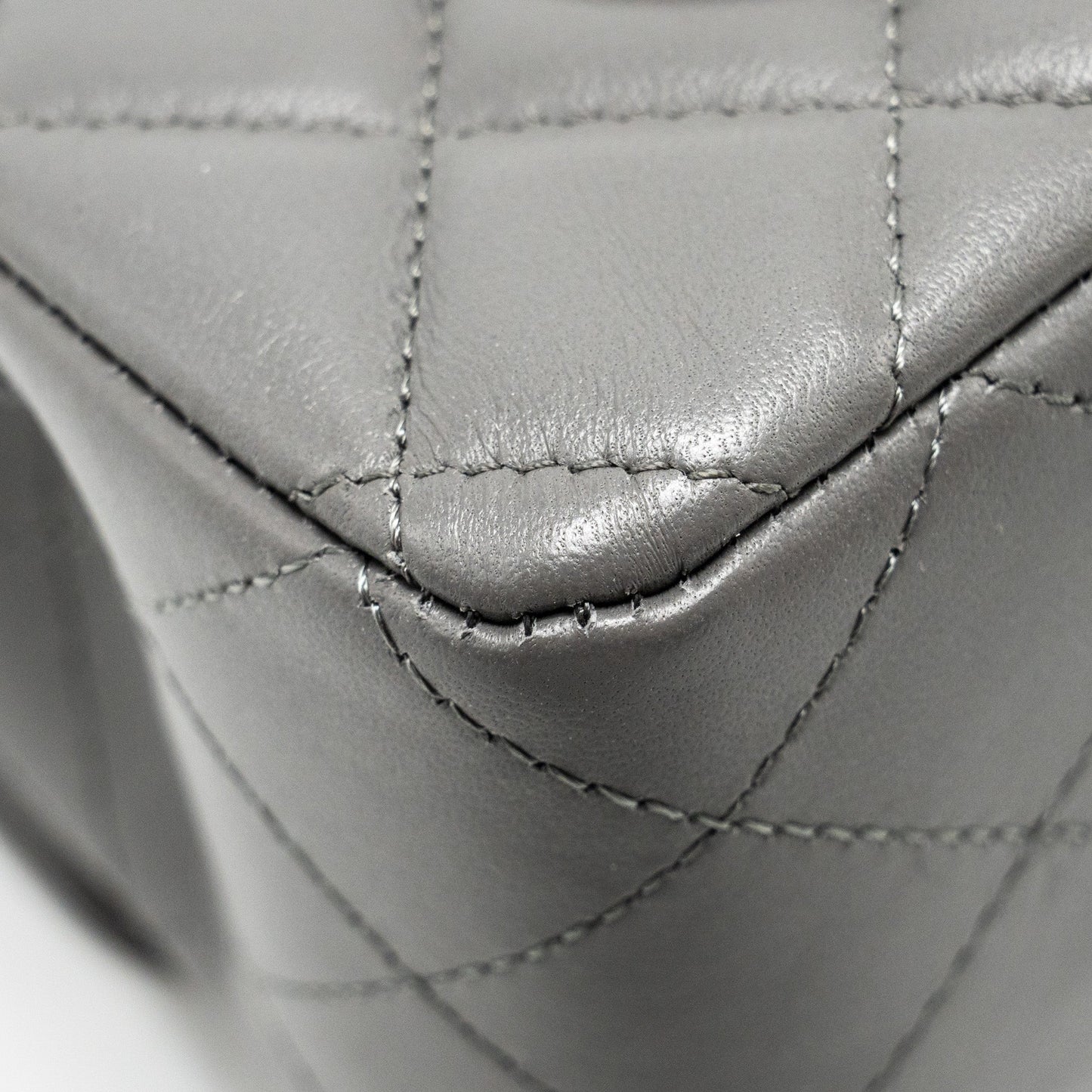Chanel Mini Rectangular Flap Bag Lambskin Grey L (microchip)
