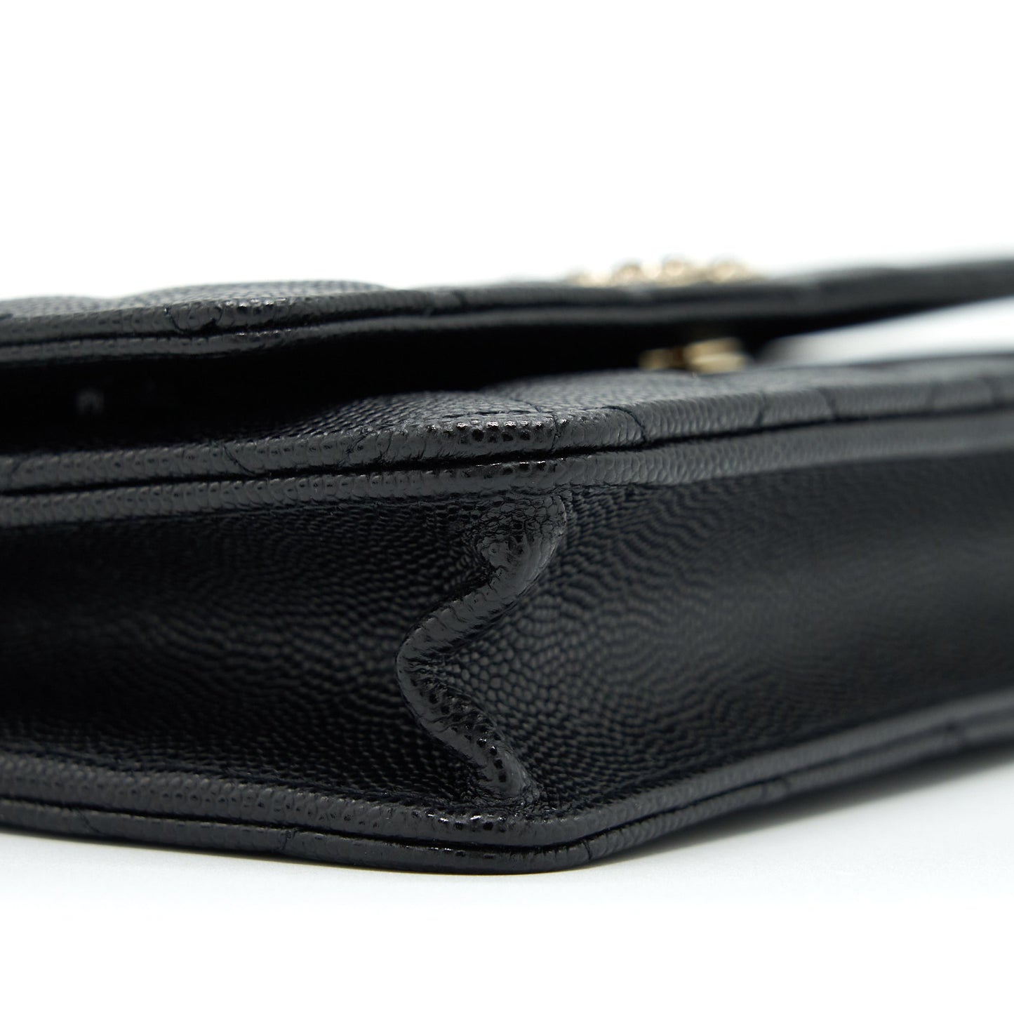 Chanel 22S Detailed Logo Wallet On Chain Caviar Black L
