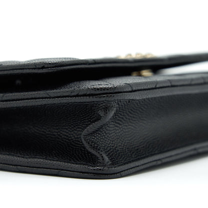 Chanel 22S Detailed Logo Wallet On Chain Caviar Black L