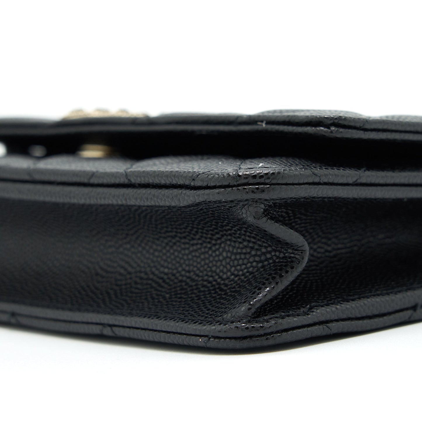 Chanel 22S Detailed Logo Wallet On Chain Caviar Black L