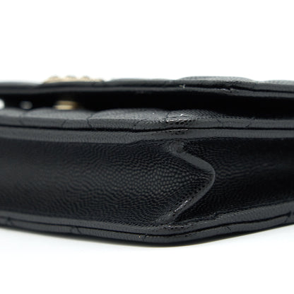 Chanel 22S Detailed Logo Wallet On Chain Caviar Black L