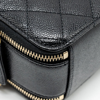 CHANEL 22s Letter Top Handle Small Vanity Case Caviar Black Brushed  (Microchip)