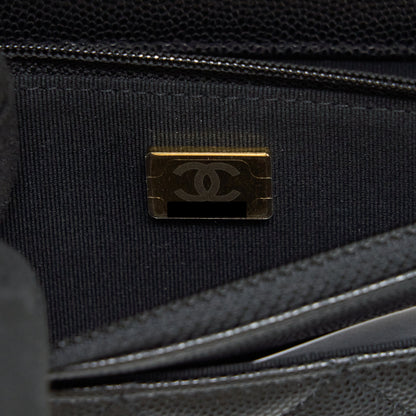 Chanel 22S Detailed Logo Wallet On Chain Caviar Black L