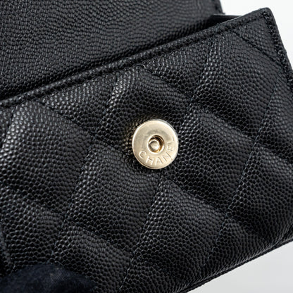 Chanel Mini Top Handle Flap Bag Caviar Black L (microchip)