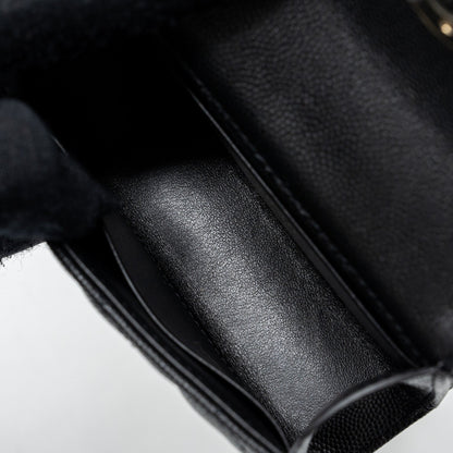 Chanel Mini Top Handle Flap Bag Caviar Black L (microchip)