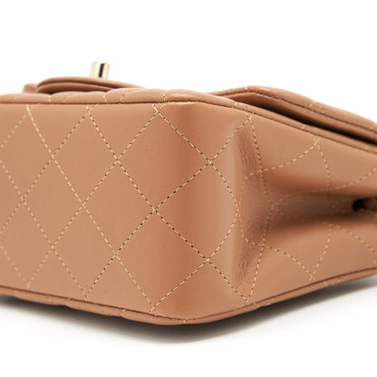 Chanel 22S Mini Square Flap Bag Lambskin Caramel L