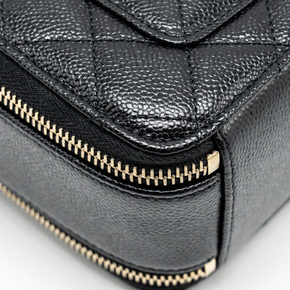 CHANEL 22s Letter Top Handle Small Vanity Case Caviar Black Brushed  (Microchip)