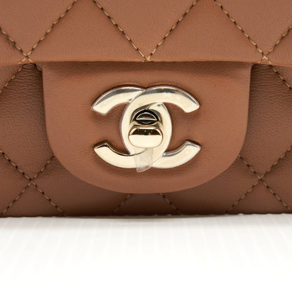 Chanel 22S Mini Square Flap Bag Lambskin Caramel L