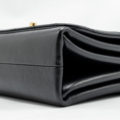 CHANEL Seasonal Flap Bag Giant Chain Handle with Pearl Calfskin Black Brush  (Microchip)