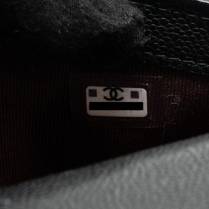 Chanel Double Pocket Wallet On Chain Caviar Black L(Microchip)