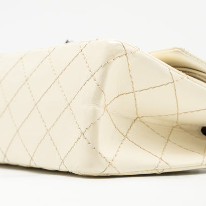 Chanel Mini 2.55 Reissue Flap Bag Aged Calfskin Creamy White With Ruthenium Hardware