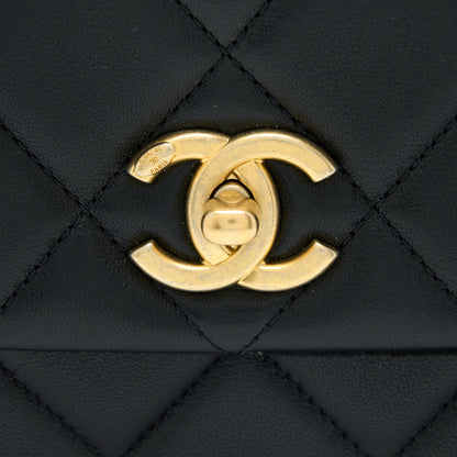 Chanel 21B Seasonal Quilted Square Flap Bag Lambskin Black Brushed  (Microchip)