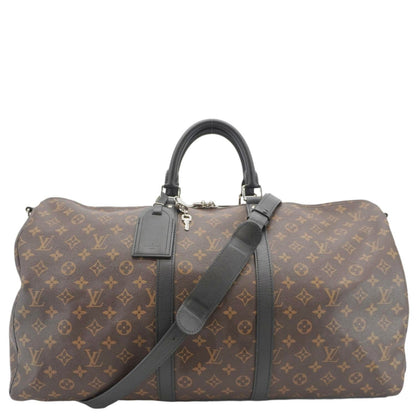 LOUIS VUITTON Keepall Bandouliere 55 Monogram Canvas Travel Bag Brown