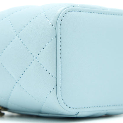 Chanel 22P Top Handle Mini Vanity with Chain Lambskin Light Blue L