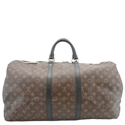 LOUIS VUITTON Keepall Bandouliere 55 Monogram Canvas Travel Bag Brown