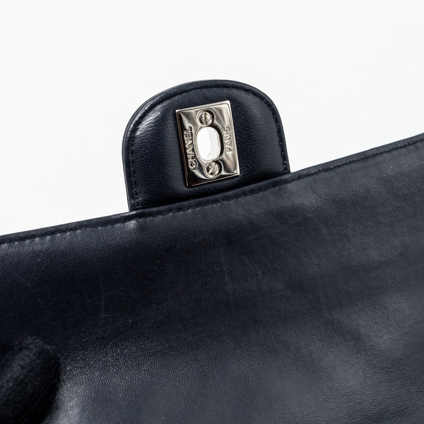 Chanel mini rectangular flap bag chevron lambskin navy