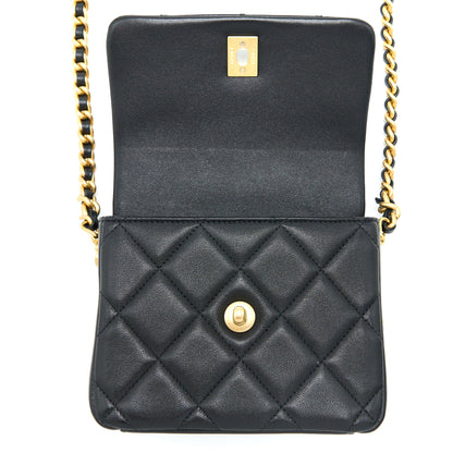 Chanel 21B Seasonal Quilted Square Flap Bag Lambskin Black Brushed  (Microchip)
