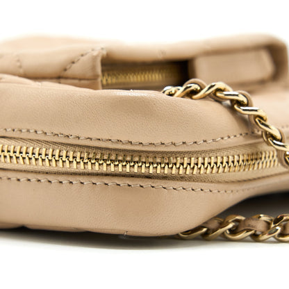 Chanel Small Vertical Camera Bag With Chain Lambskin Beige L