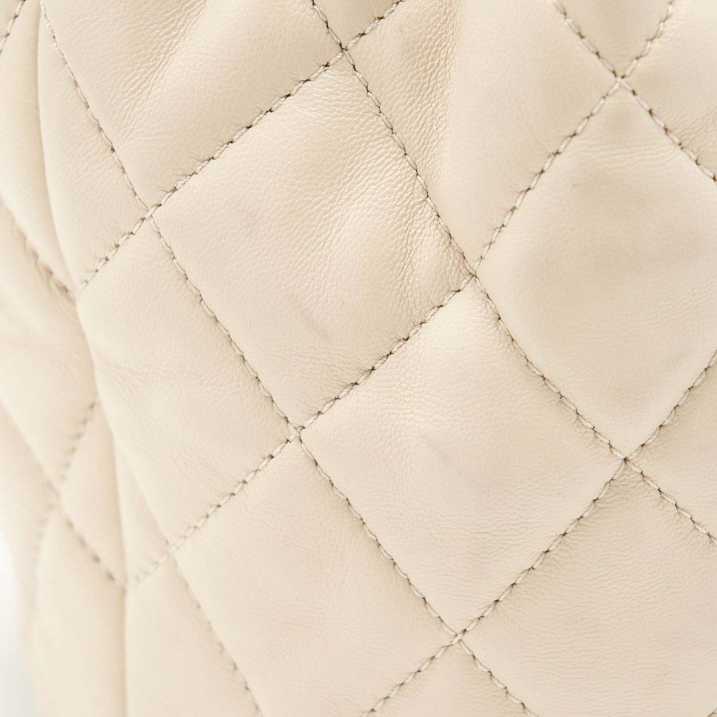 Chanel Button Bucket Crossbody Bag Lambskin White