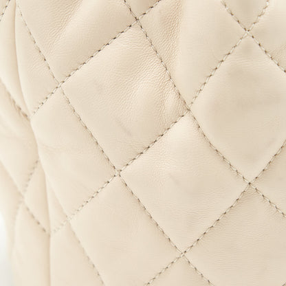 Chanel Button Bucket Crossbody Bag Lambskin White
