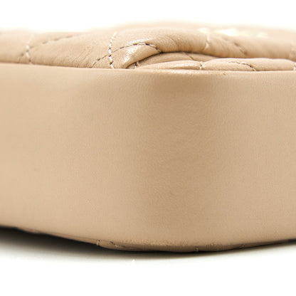 Chanel Small Vertical Camera Bag With Chain Lambskin Beige L