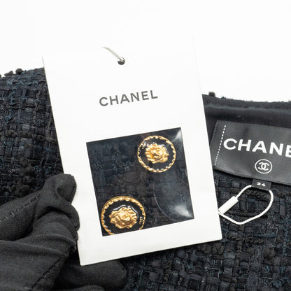 Chanel 21A Size 34 Jumpsuit Jacket Tweed Black/Burgundy/Gold
