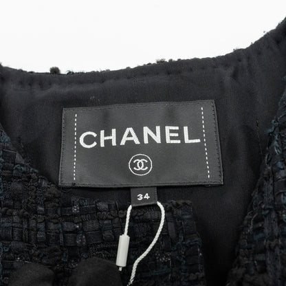 Chanel 21A Size 34 Jumpsuit Jacket Tweed Black/Burgundy/Gold