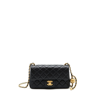 Chanel 22C pearl crush mini Rectangular Lambskin Black
