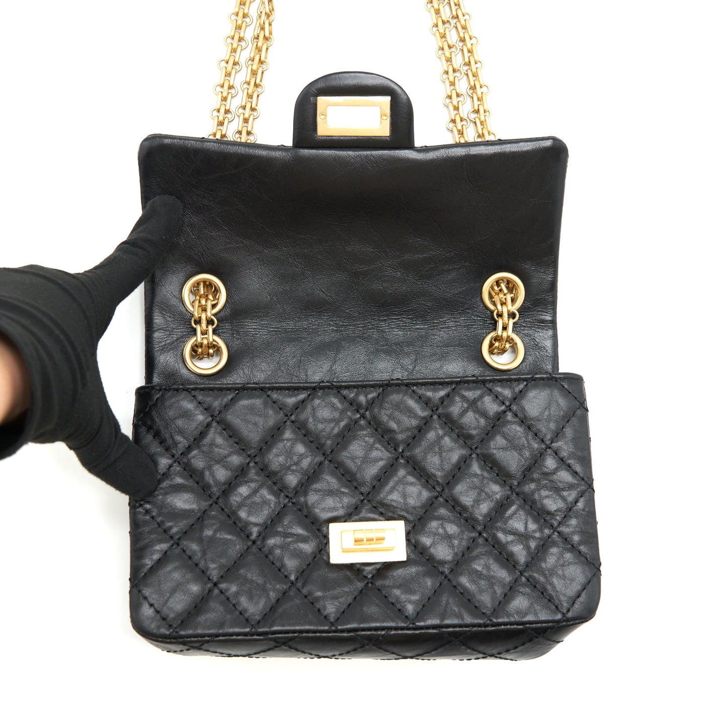Chanel Mini 2.55 Reissue Flap Bag Aged Calfskin Black Brushed