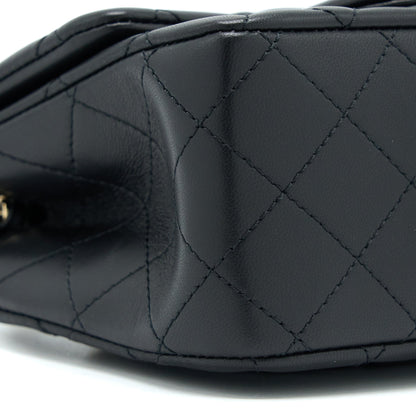 Chanel 23C Pearl Crush Mini Square Flap Bag Lambskin Black L (Microchip)