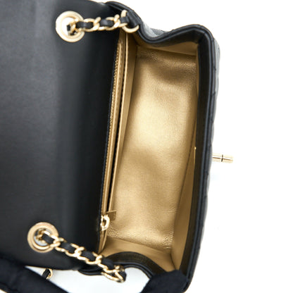 Chanel 23C Pearl Crush Mini Square Flap Bag Lambskin Black L (Microchip)