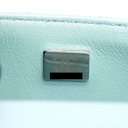 Chanel 21K Mini Rectangular Flap Bag Calfskin Iridescent Light Blue  (Microchip)