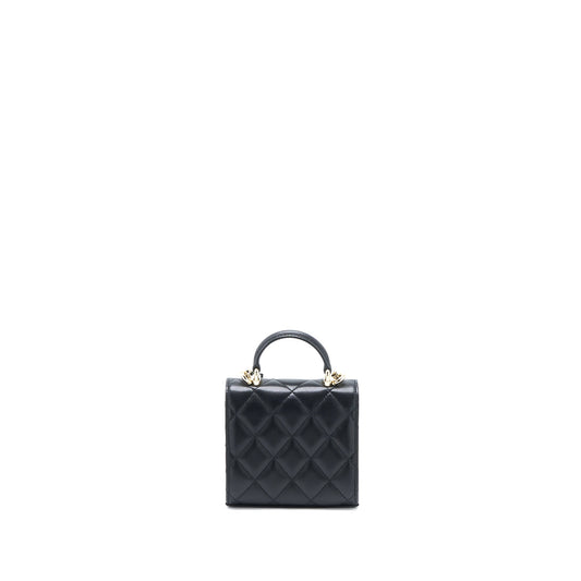 Chanel Top Handle Mini Flap Chain Bag Lambskin Black L