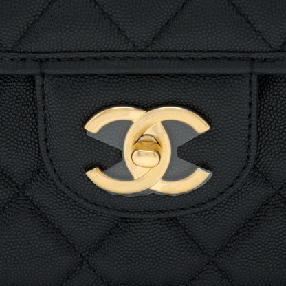 Chanel 22K Large Backpack Caviar Black Brushed  (Microchip)