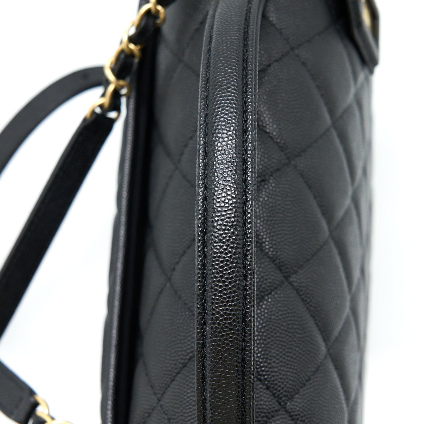 Chanel 22K Large Backpack Caviar Black Brushed  (Microchip)