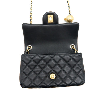 Chanel 22C pearl crush mini Rectangular Lambskin Black