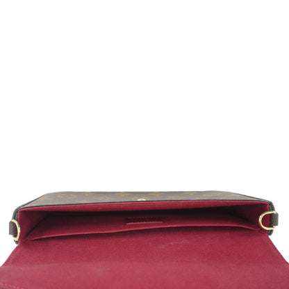 LOUIS VUITTON Felicie Pochette Monogram Canvas Crossbody Bag Brown