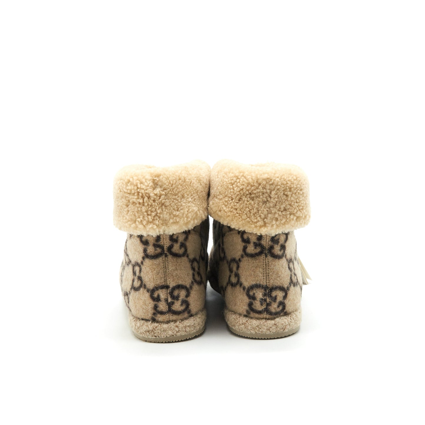 GUCCI Size 39 GG Wool Ankle Boots Beige
