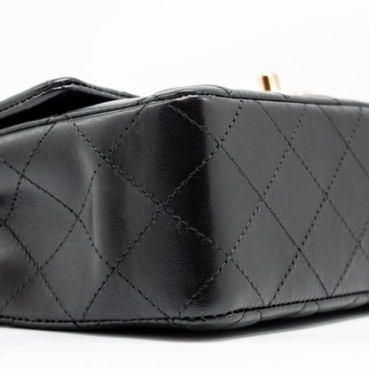 Chanel mini rectangular flap bag lambskin black L (Microchip)