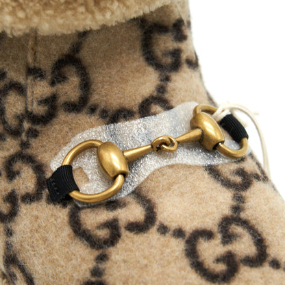 GUCCI Size 39 GG Wool Ankle Boots Beige