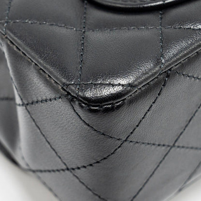 Chanel mini rectangular flap bag lambskin black L (Microchip)