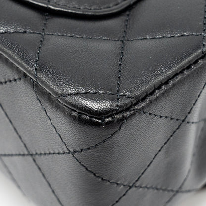 Chanel mini rectangular flap bag lambskin black L (Microchip)