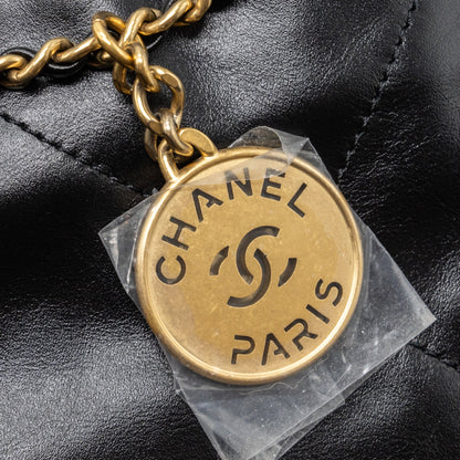 Chanel Mini 22 Bag Shiny Calfskin Black  (microchip)