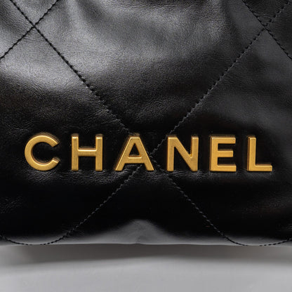Chanel Mini 22 Bag Shiny Calfskin Black  (microchip)