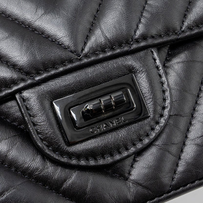 Chanel Mini 2.55 Reissue Flap Bag Chevron Calfskin So Black